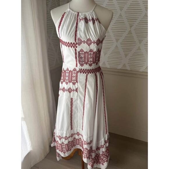 Joie Women’s Size 2 XS Milanira Red Embroidered White Flowy Midi Maxi Boho Dress - Picture 2 of 6